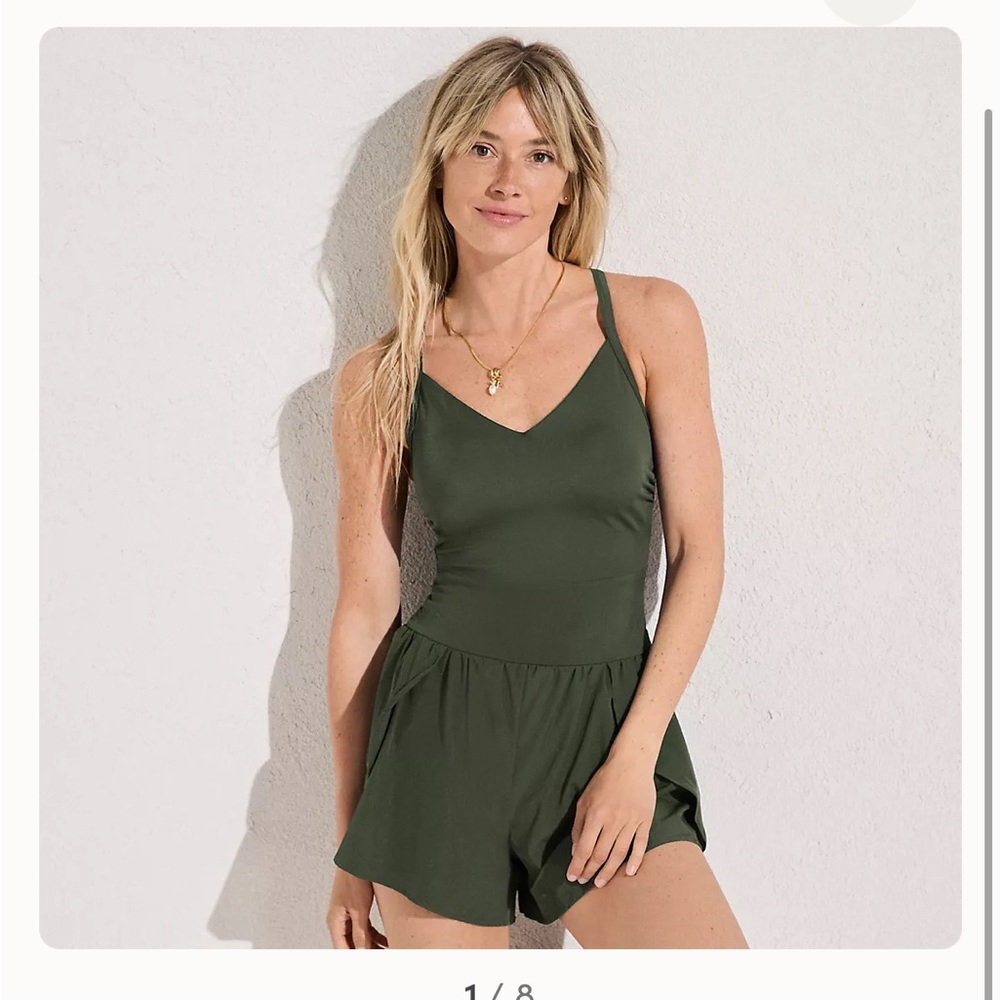 Lands End Tugless Strappy X-Back Romper Swimsuit